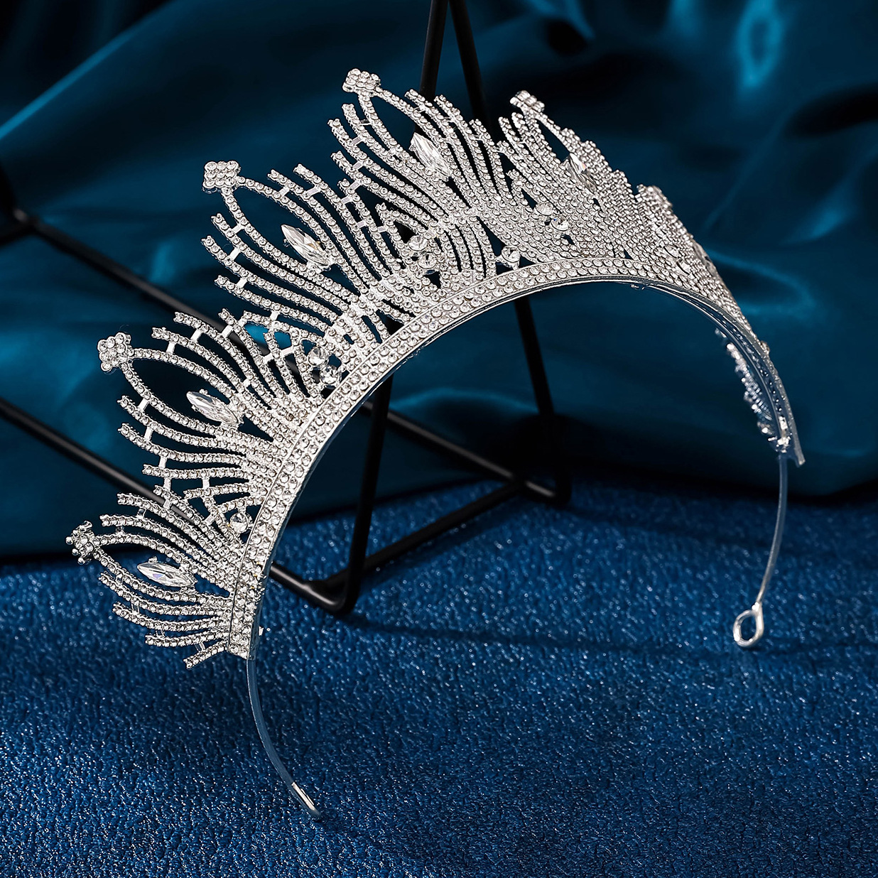 New personalized diamond silver princess headwear, grand and luxurious wedding dress, super glittering crystal, elegant fairy hair accessory, crown details Picture