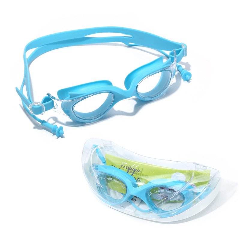 飞朵游泳泳镜批发成人平光近视高清防水防雾大框电镀泳镜连体耳塞