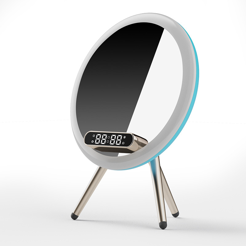 Cargador inalámbrico smart home bluetooth luz escritorio pequeño audio soporte de teléfono computadora plug in tarjeta de memoria reloj despertador Item Picture