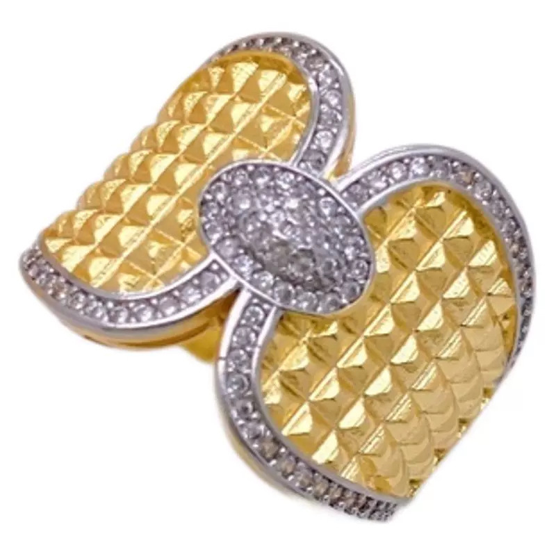 European and American fashion multi-layer line ring for women, retro round copper-plated 18K design, high-end zircon ring in ins Item Picture