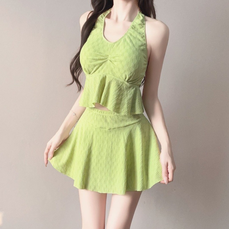 2026 Swimsuit two-piece set for women, sexy halter swimsuit, tummy Cover, fresh and cute hot spring swimming suit for girls Specification image
