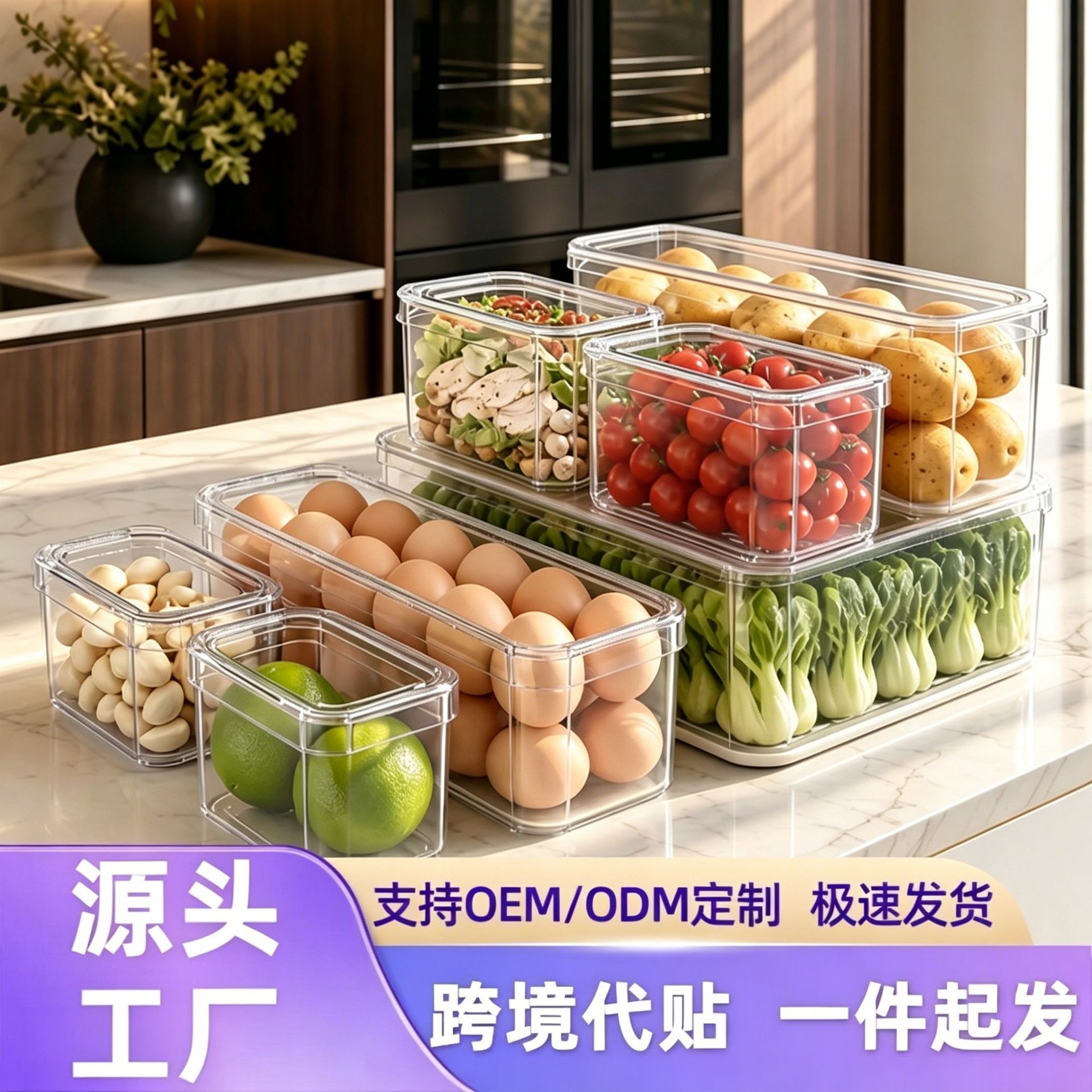 Carefully selected PET food-grade refrigerator storage box with free shipping, thickened transparent lid to prevent cross-flavor food preservation box