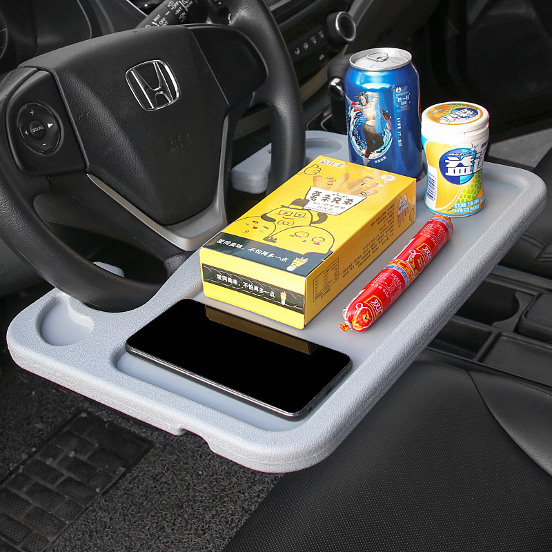 Car steering wheel storage rack, multi-functional computer stand for car, dining table and plate, car office desk and small table board Application Scenario