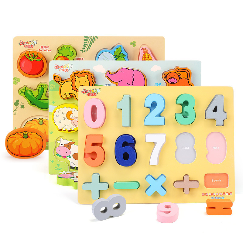 Danni Qite Infant and Toddler Children's three-dimensional Shape Letter Vegetable Animal Recognition Board Enlightenment Three-dimensional Puzzle Toy Item Picture