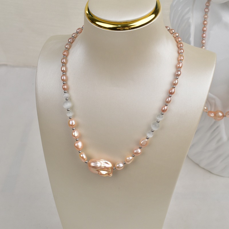 Natural freshwater irregular-shaped large Baroque pearl necklace, women's high-end, light luxury, versatile commuting sweater, collarbone necklace