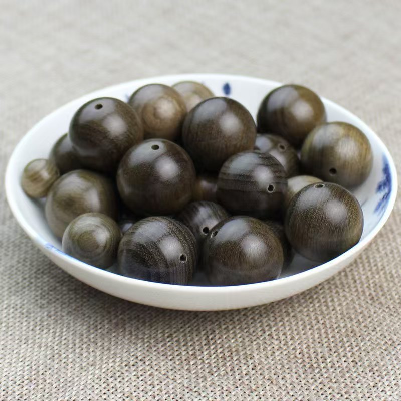 天然绿檀散珠阴沉木手串酸枝实木六道木diy手链配珠按颗卖珠子高