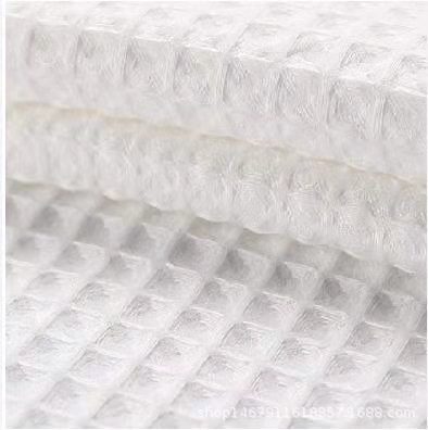 厂家热销款提花华夫格浴室帘面料仿棉染色防水华夫格面料窗帘面料细节图