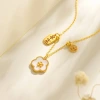 Silver money flower necklace, mother-of-pearl gift, niche design, lucky coin, small peach blossom pendant, high-end look for women details Picture