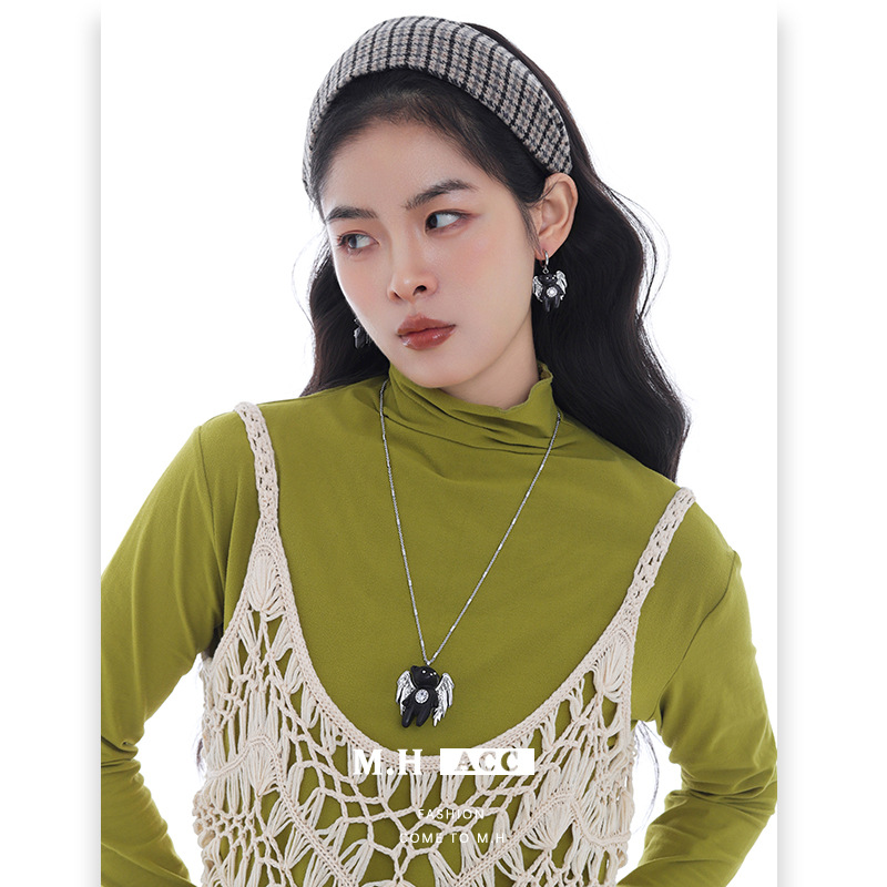 Adorable angel oso collar moda de las mujeres versátil temperamento alto sentido gargantilla nicho diseño original sentido suéter cadena Specification image