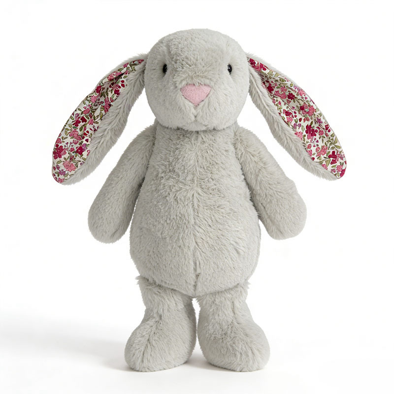 British floral looping ear rabbit doll, Bonnie Rabbit plush toy, little rabbit doll, birthday gift, soothing rabbit Item Picture