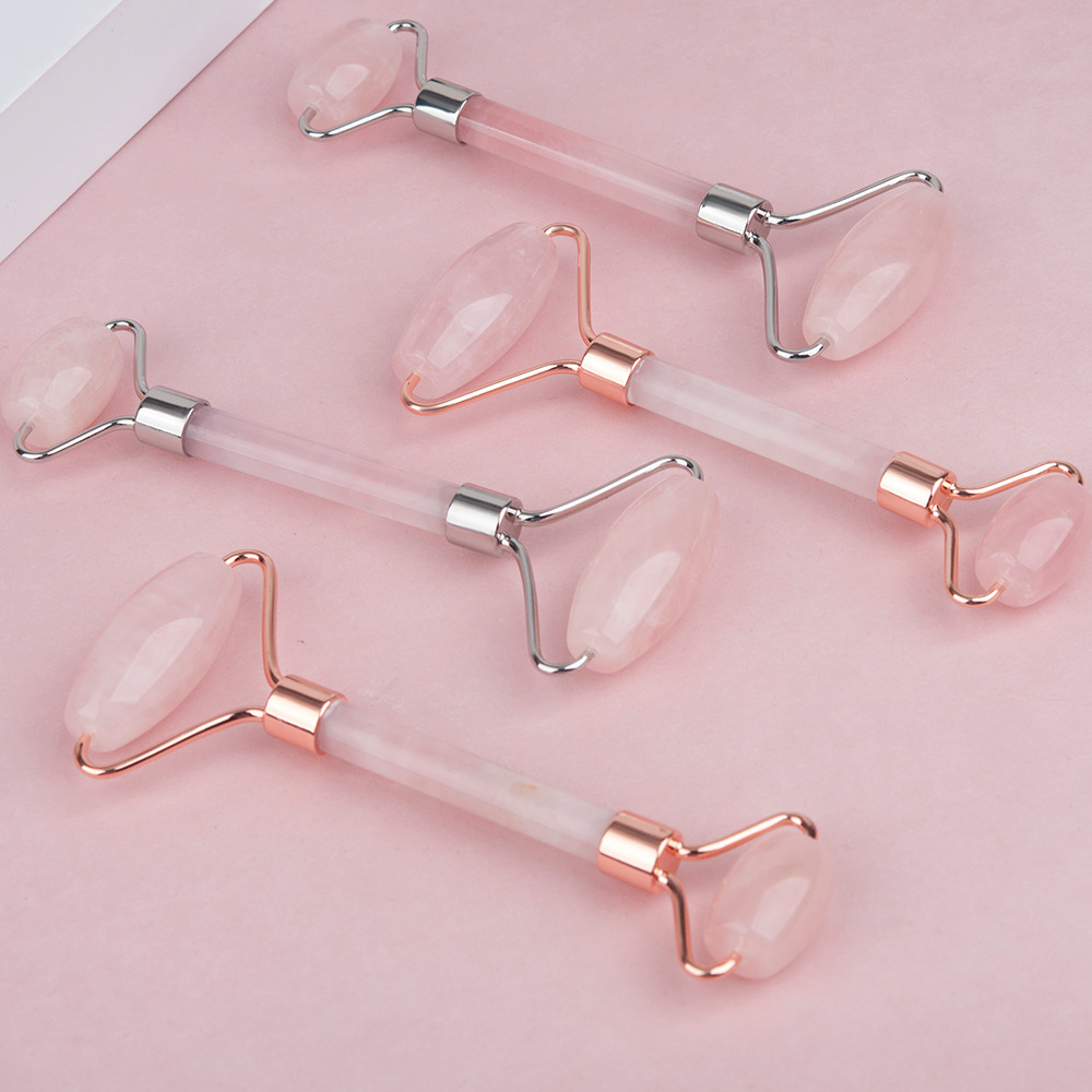 Wholesale powder crystal jade roller beauty containers, face and eye massagers, jade pusher, quartzite jade massage roller Specification image
