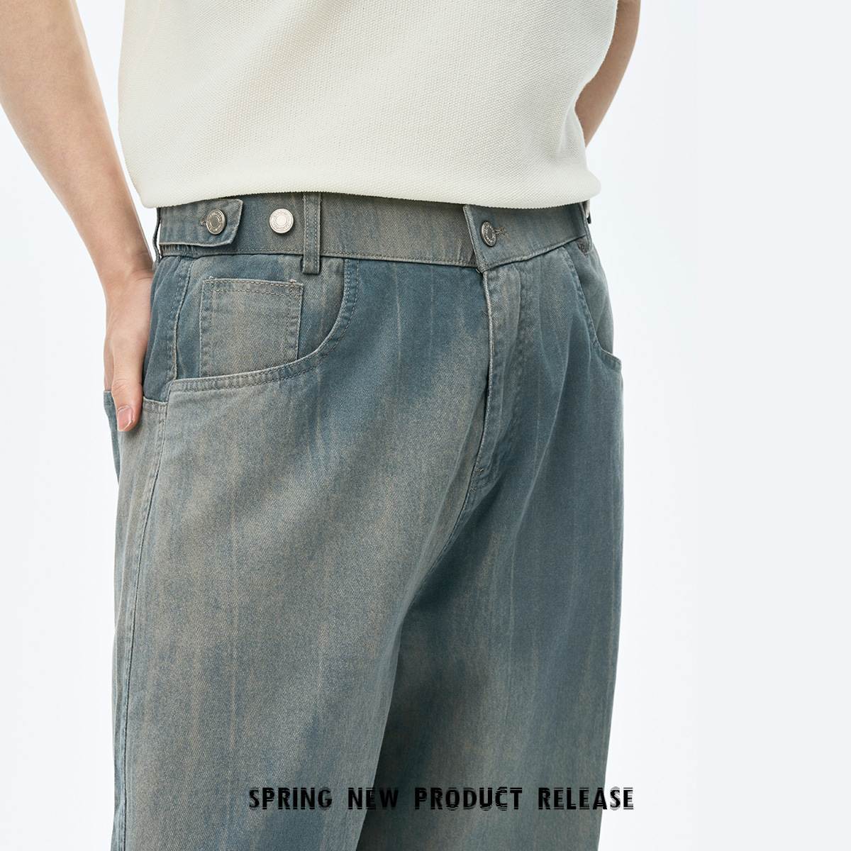 APO Men's Wear: American retro aged pure cotton casual pants for men, trendy and versatile printed loose straight-leg trousers Specification image