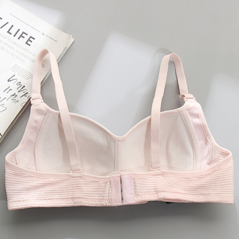 侧收防下垂内衣女无钢圈大学生高中少女文胸小胸聚拢纯棉胸罩bra产品图