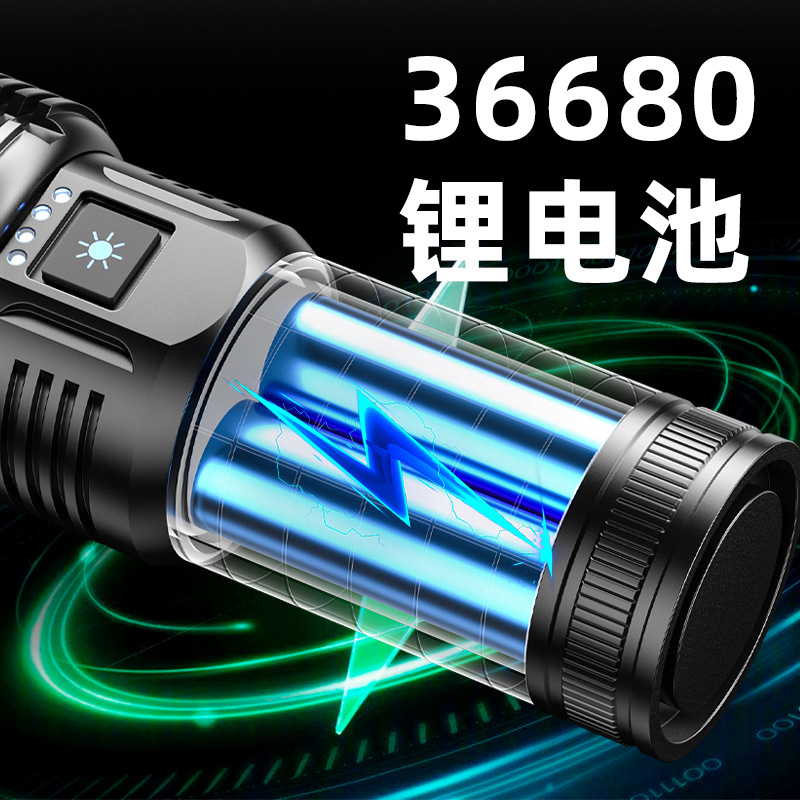New cross-border high-intensity flashlight, laser cannon, long-lasting flashlight, white laser charging, camping, adventure and patrol flashlight Specification image