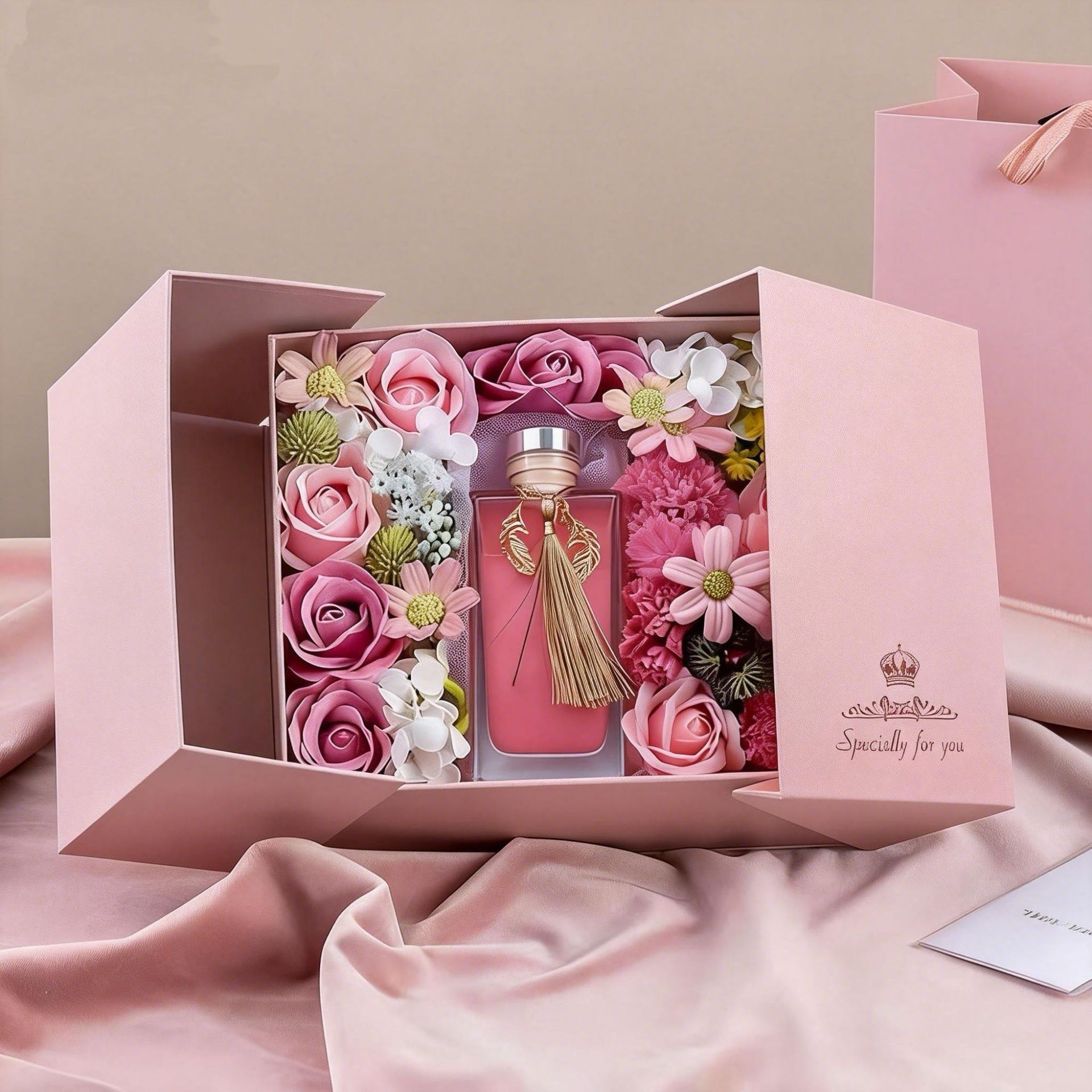 Gilded scented gift bag, flower box, practical soap, flower gift box, Mother's Day gift 150ml, souvenir, Valentine's Day