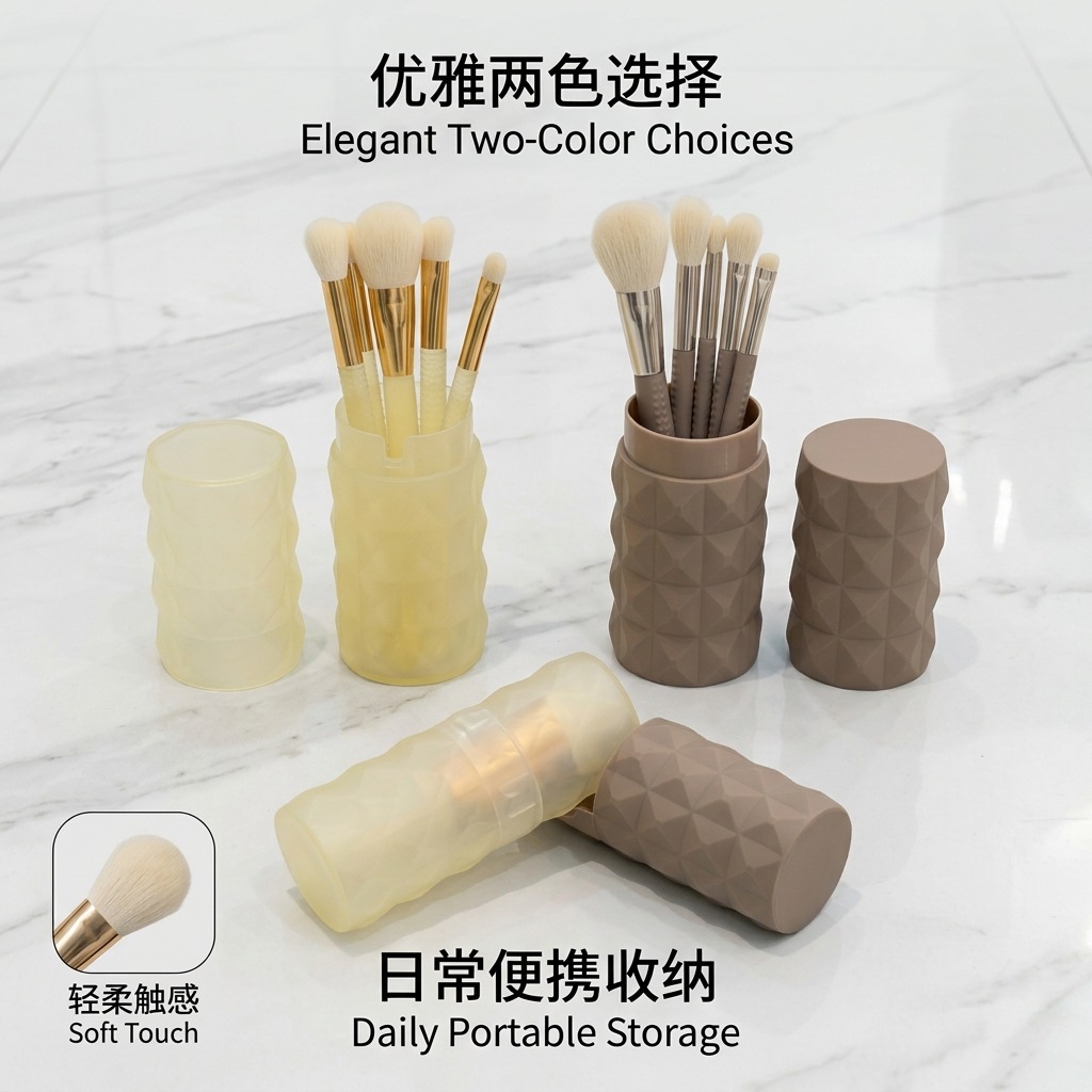 LOOTESI diamond-patterned makeup brush set with storage bucket, soft bristle powder, blush and eyeshadow brush, portable beauty tool Specification image
