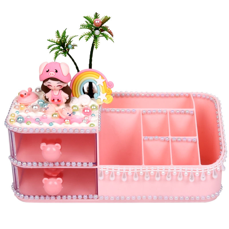 New handmade material package, beach landscape storage box, children's diy making, cream glue multi-functional drawer, pen holder Item Picture