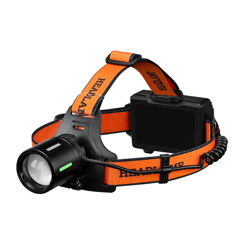 Outdoor high-power aluminum alloy miner's lamp, bright long-range shooting lithium battery zoom fishing and cycling searchlight, head-mounted headlamp Item Picture