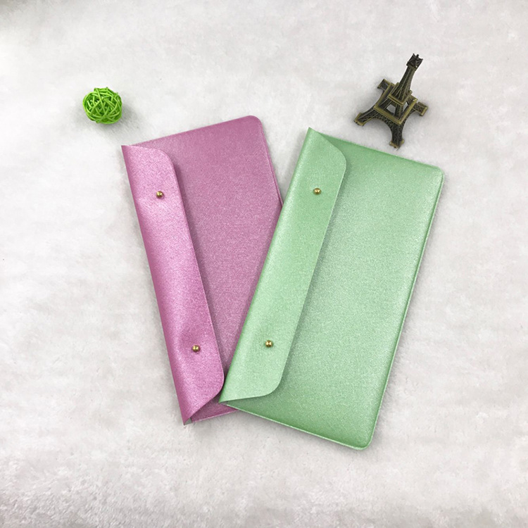 厂家直销批发奶嘴扣长款钱票夹定制pu皮女士钱包夹横款亮皮定做细节图