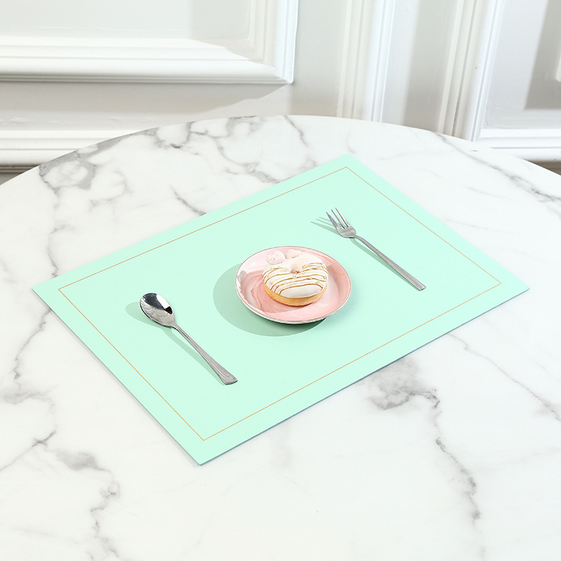 双面双色皮革PUPVC餐垫西餐垫防水方形防油隔热垫餐桌垫杯垫碗垫白底实物图