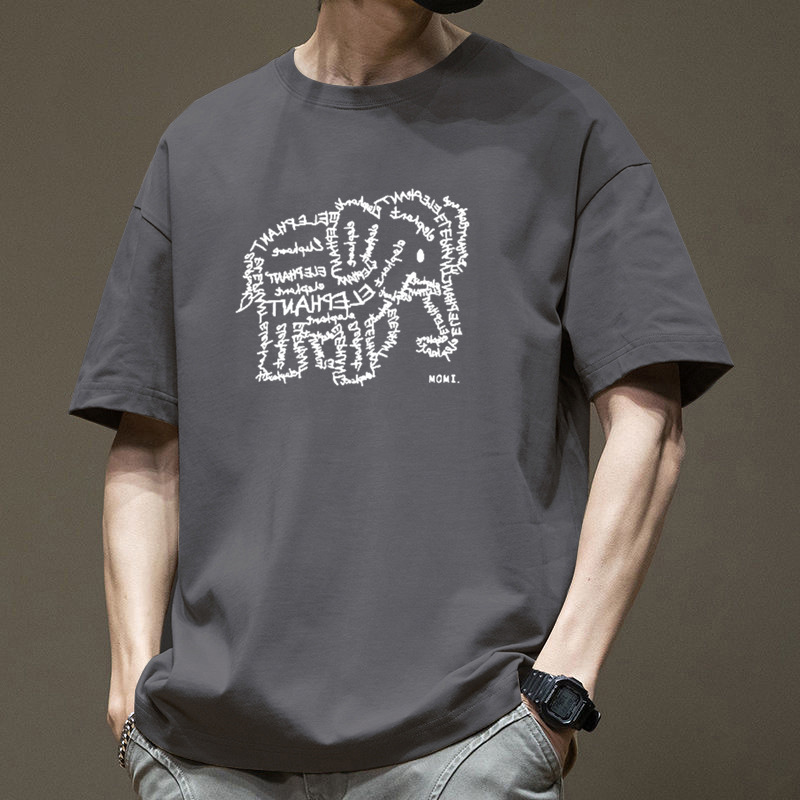 Short-sleeved T-shirt for men, 2025 new summer cartoon print T-shirt, ins couple trendy brand, loose Hong Kong-style pure cotton half-sleeve