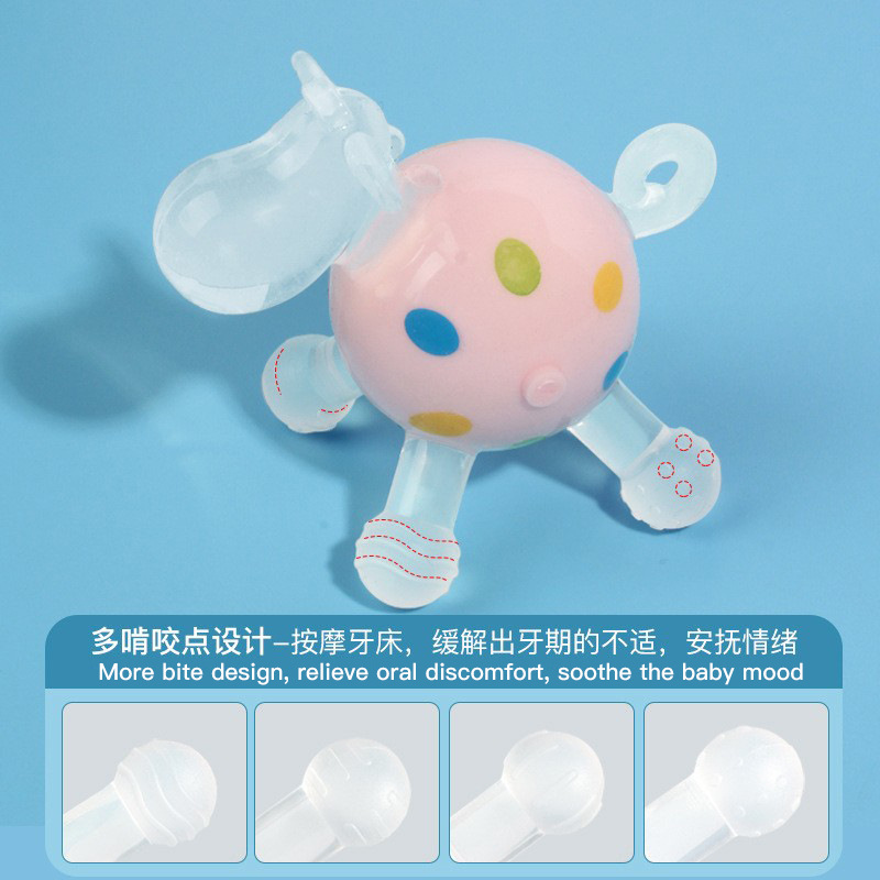 安抚牙胶婴儿磨牙玩具软硅胶防咬手安全无毒产品图