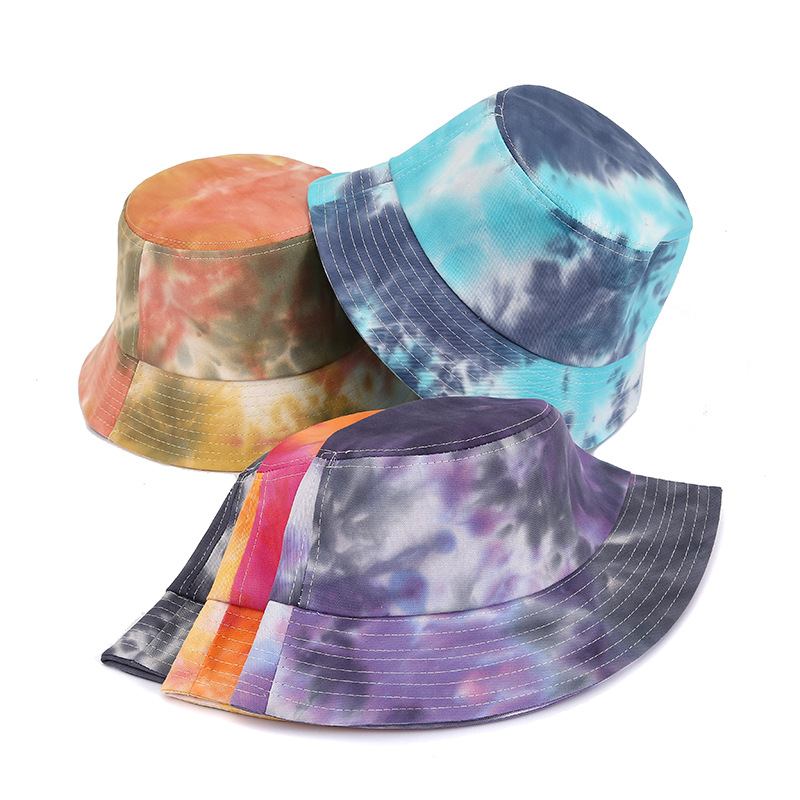 Tie-dyed basin hat, fashionable gradient color hat, outdoor sun hat, street style fisherman hat, foldable beach hat, cross-border full figure