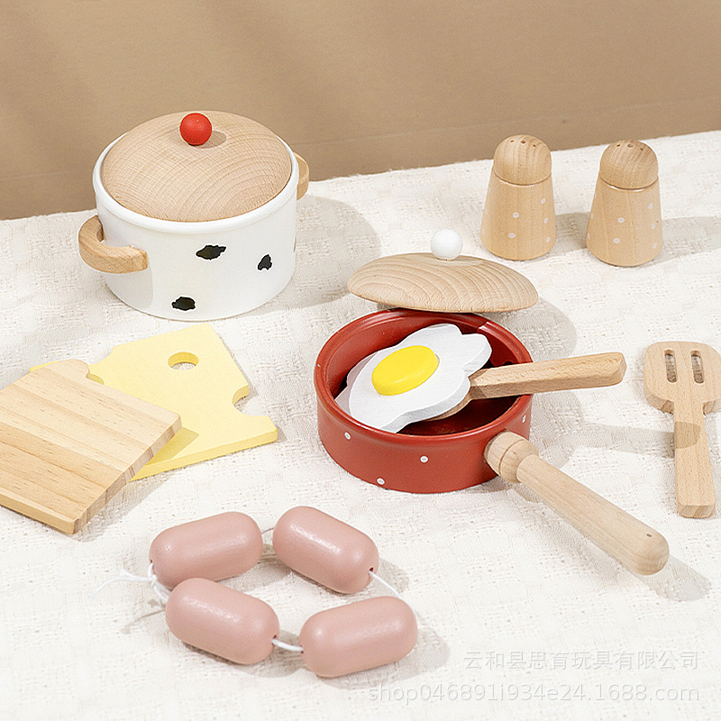 Inicio niños cocina de madera ollas de leche cocina tetera té de la tarde comida occidental postres pan catéchum-food set Application Scenario