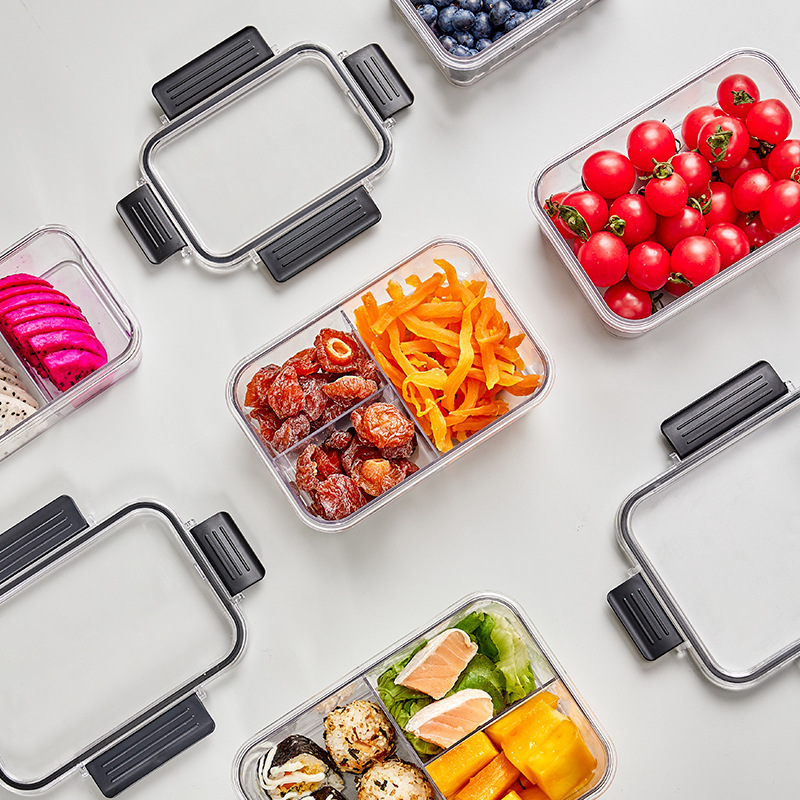 分格保鲜盒饭盒蔬菜食品密封罐便当盒水果零食饼干收纳盒冷冻带盖细节图