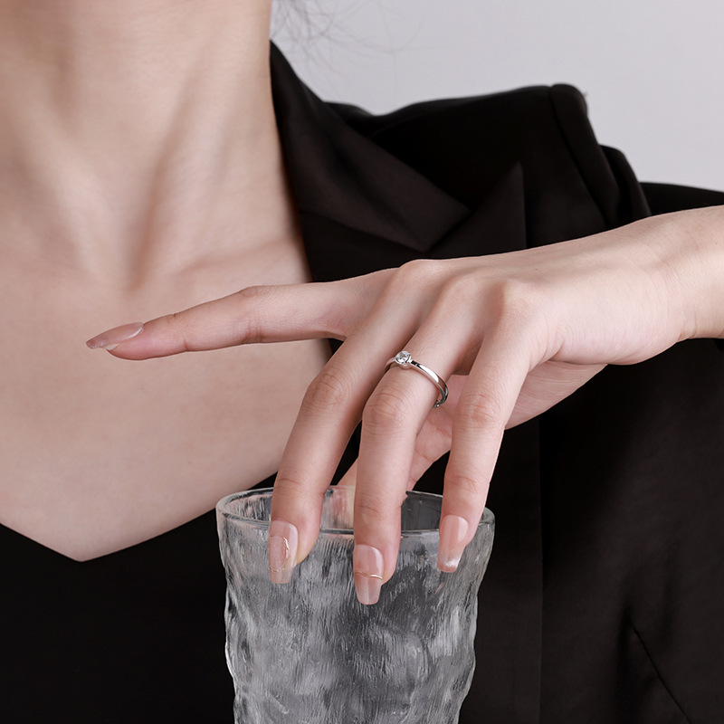 卓恒甄选s925纯银法式简约个性戒指冷淡风百搭男女高级感轻奢食指戒