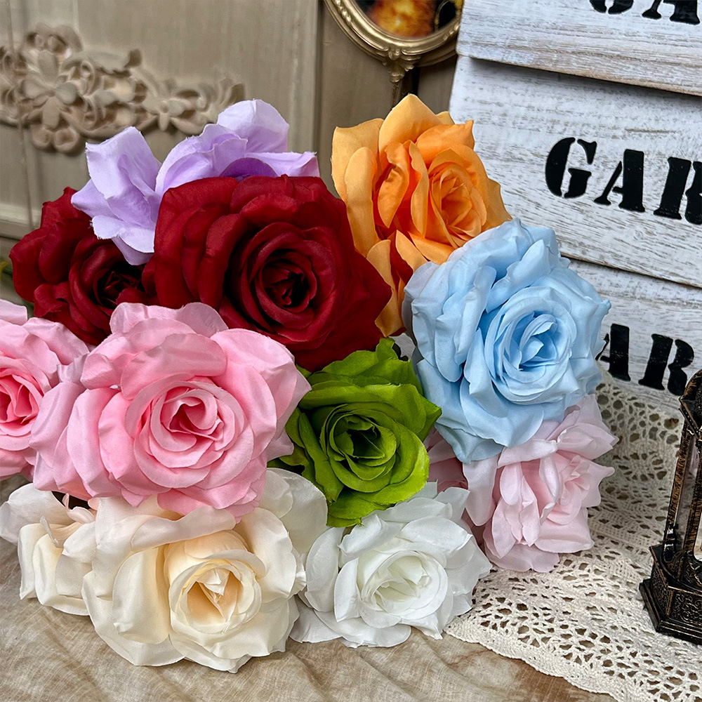 仿真3头钻石玫瑰假花绢花人造塑料花高级感客厅摆件婚庆花艺成品