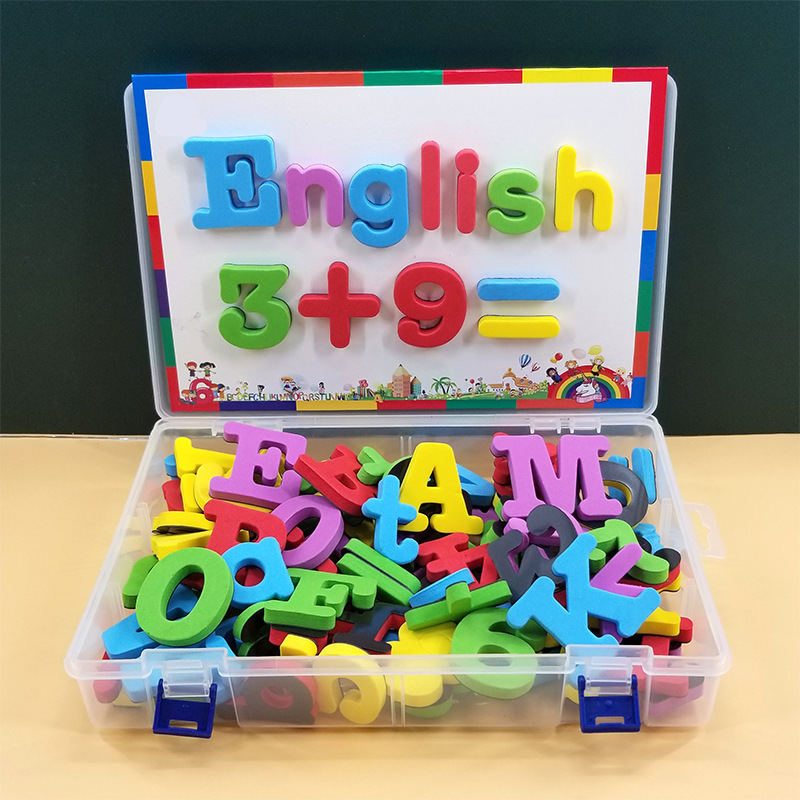Letras inglesas magnéticas tablero de pegamento del refrigerador para niños números magnéticos para la enseñanza temprana puzzle tablero negro pegamento para el kindergarten baby didactica details Picture