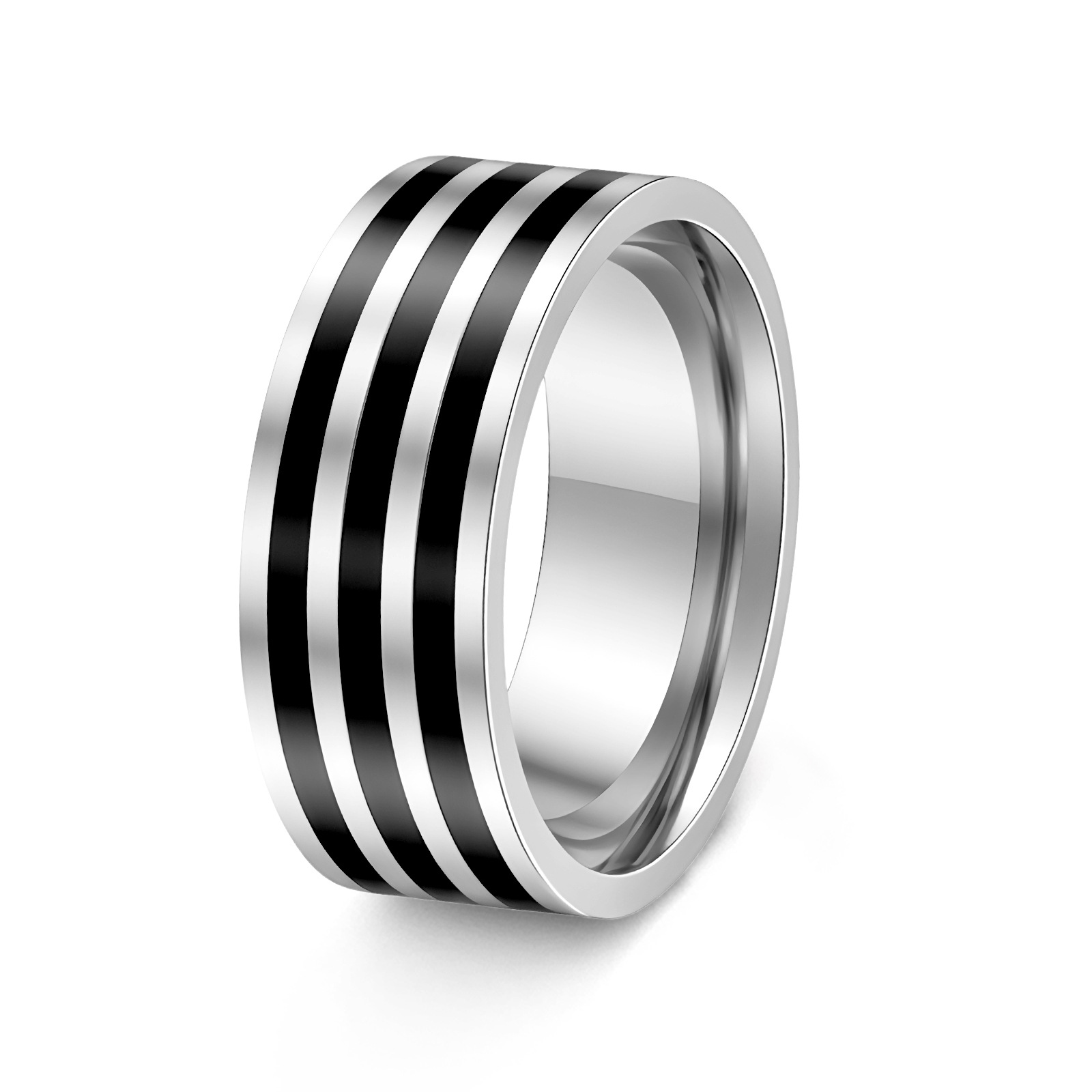 Cross-border source jewelry: 8MM wide stainless steel men's oil-dripping ring, simple and fashionable jewelry, factory jewelry wholesale Item Picture