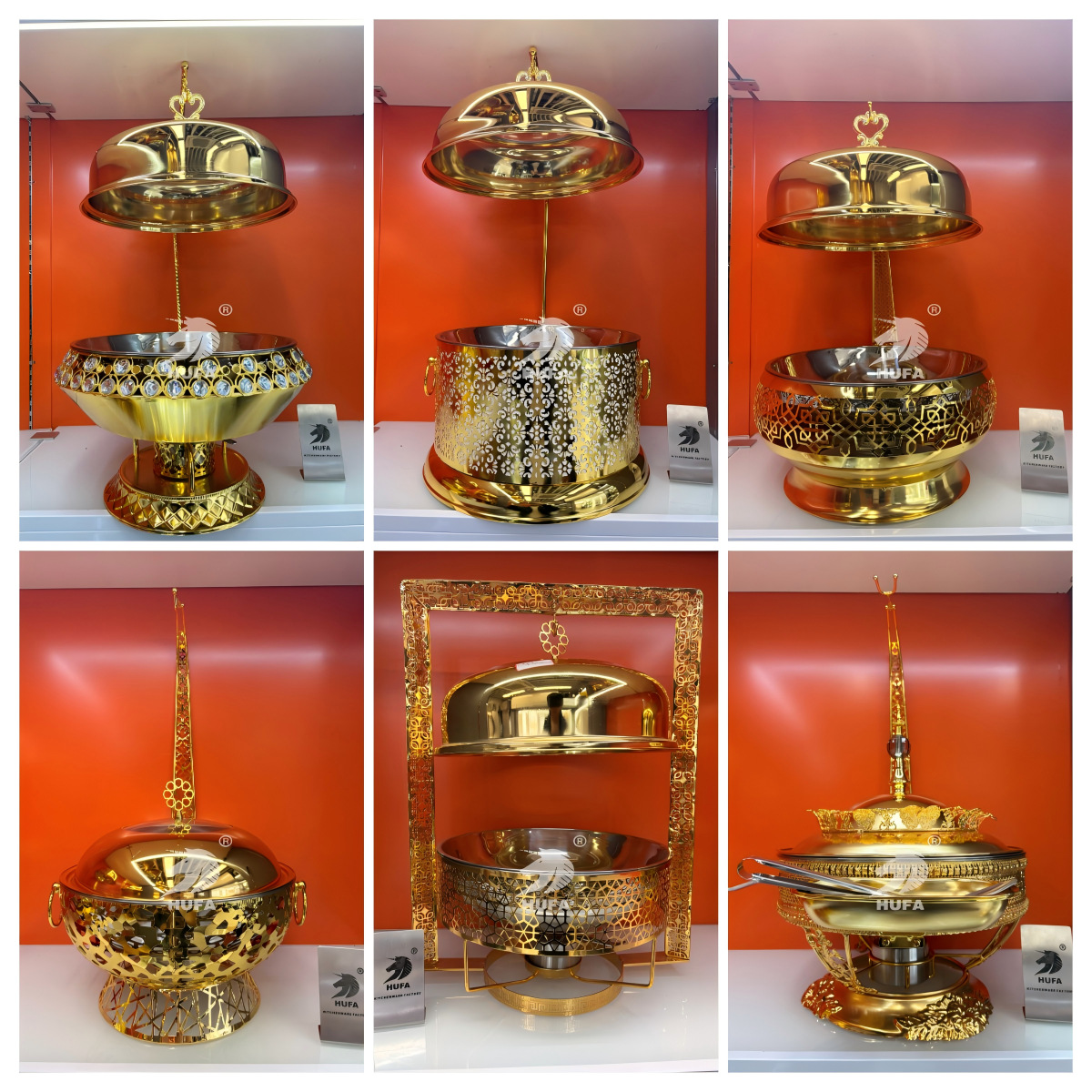Cross-border stainless steel luxury gold disassembly and assembly hotel restaurant buffet stove, Bubi stove, heater chafingdish