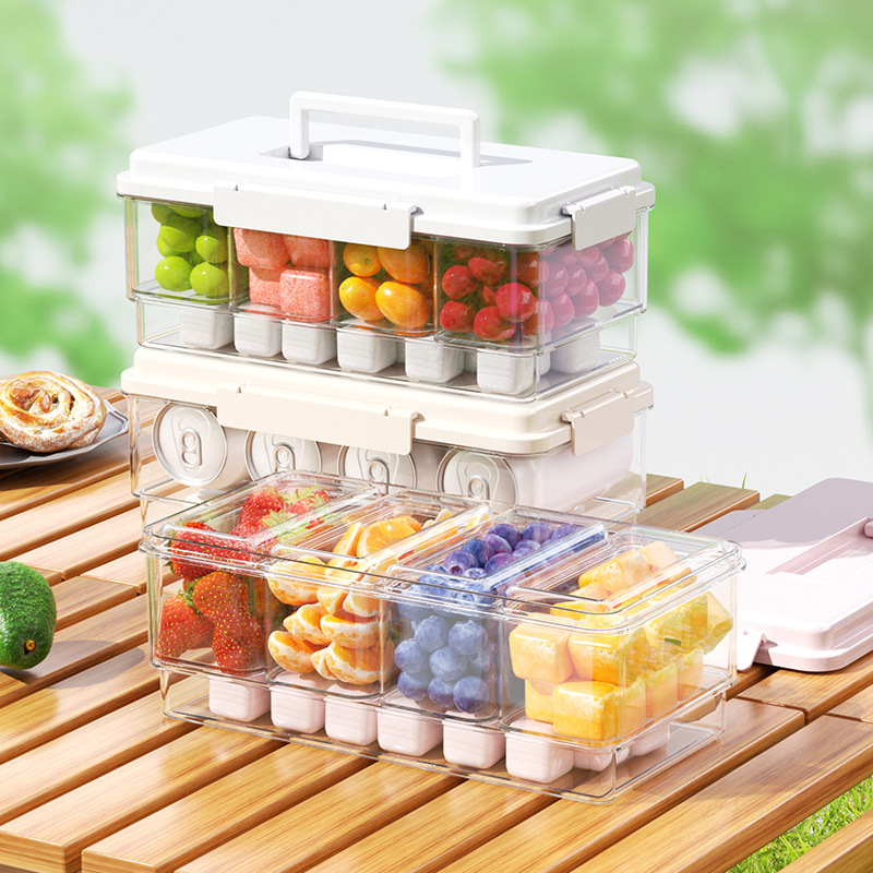 Portable ice-cold storage box with compartments, portable camping fruit bento box, food-grade refrigerator beverage storage box Specification image