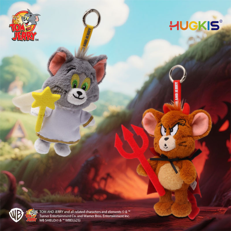 正版猫和老鼠卡通可爱天使汤姆猫公仔魔鬼杰利鼠挂件毛绒玩具礼物
