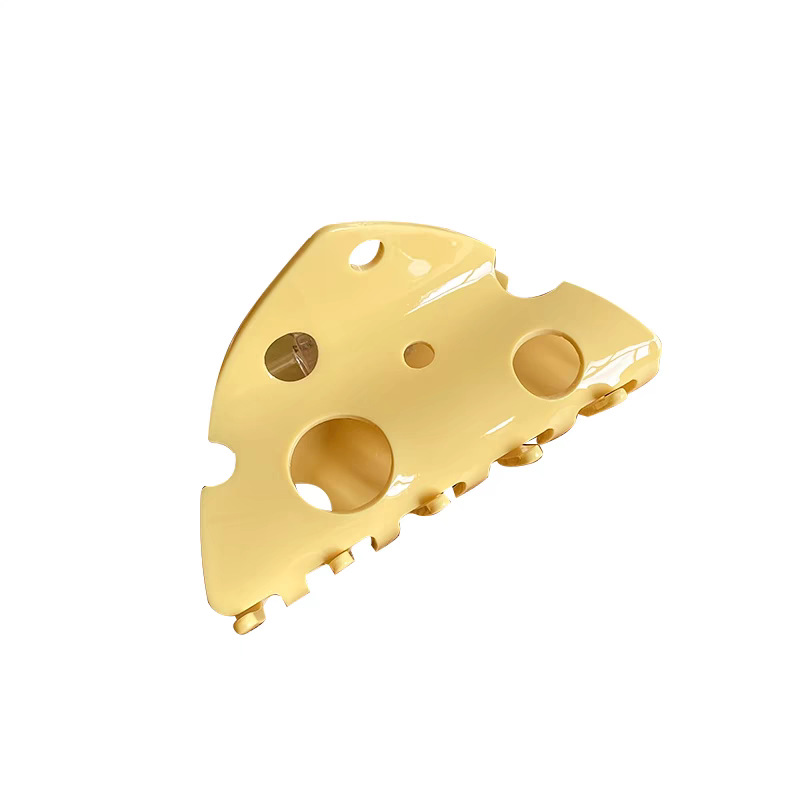 Cute girl cheese and cheese grab, triangular hollowed-out shark clip, broken hair at the back of the head, updo hair clip headwear Item Picture