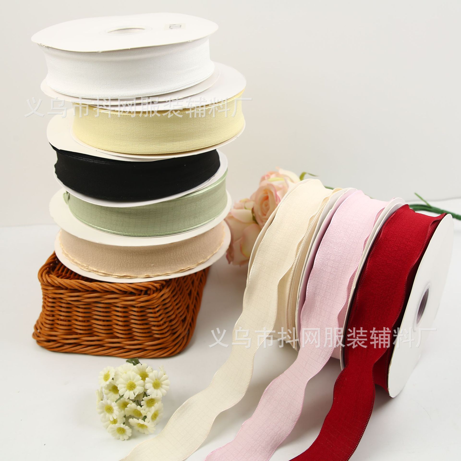 4cm花束包装材料高档小香风手工DIY蝴蝶结织带发饰头饰礼盒包装带