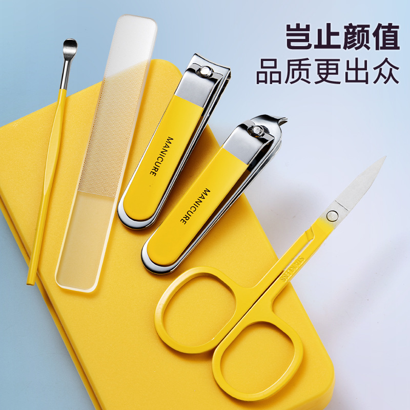 新款高颜值高质量修甲刀美甲工具不锈钢指甲刀套装家用简约指甲钳                              产品图