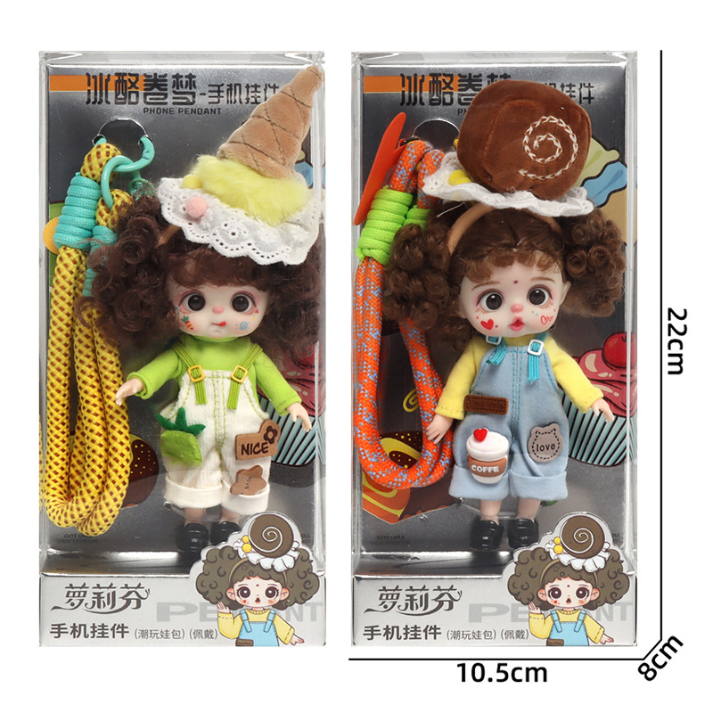 Trendy creative pendants, fashionable mobile phone pendants, vinyl dolls, cute ob11 doll figurines, girls' gifts Item Picture