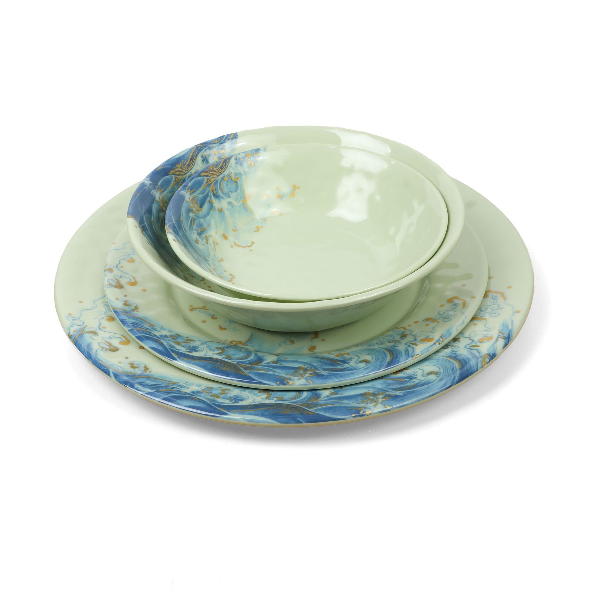 Melamine imitation porcelain plates for foreign trade, thickened and shock-resistant plastic plates for restaurant self-service, cold dish plates, fried noodles and stir-fried dishes details Picture