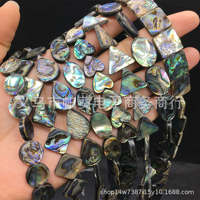 Natural abalone shells, various through-hole loose beads, diy jewelry accessories, handcrafted necklaces and pendants, batch Specification image
