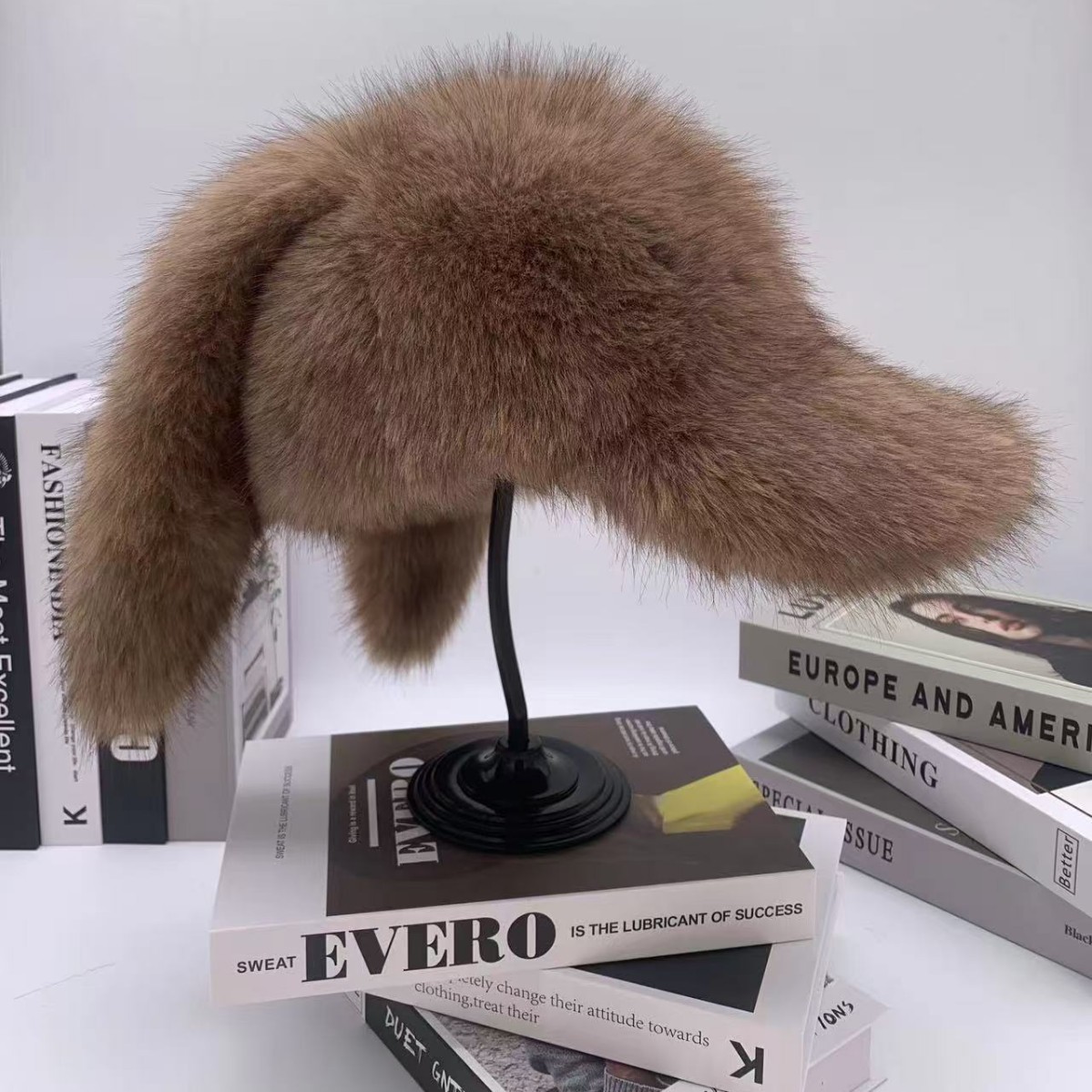 All-fur women's thick and warm Lei Feng hat, faux fur fox fur hat for cold protection, Korean version Lei Feng hat, ear protecters Specification image