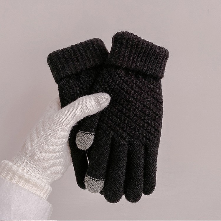 Touch screen gloves, pineapple gloves, cold-proof winter warmth gloves, student Korean-style gloves, fleece and thickened cycling gloves details Picture