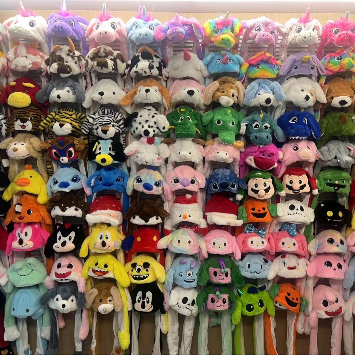 兔子帽卡皮巴拉水豚气囊帽子一捏会动耳朵毛绒帽儿童可爱卡通