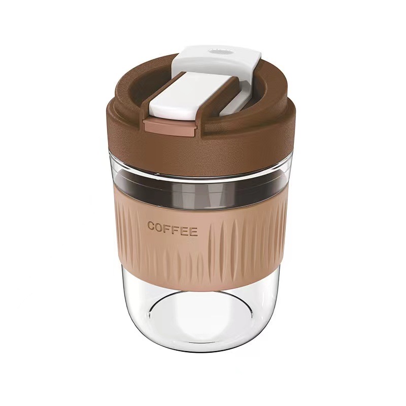 Carefully selected 450ml chubby glass double-drink cup, opening event gift cup with straw coffee beverage glass cup details Picture