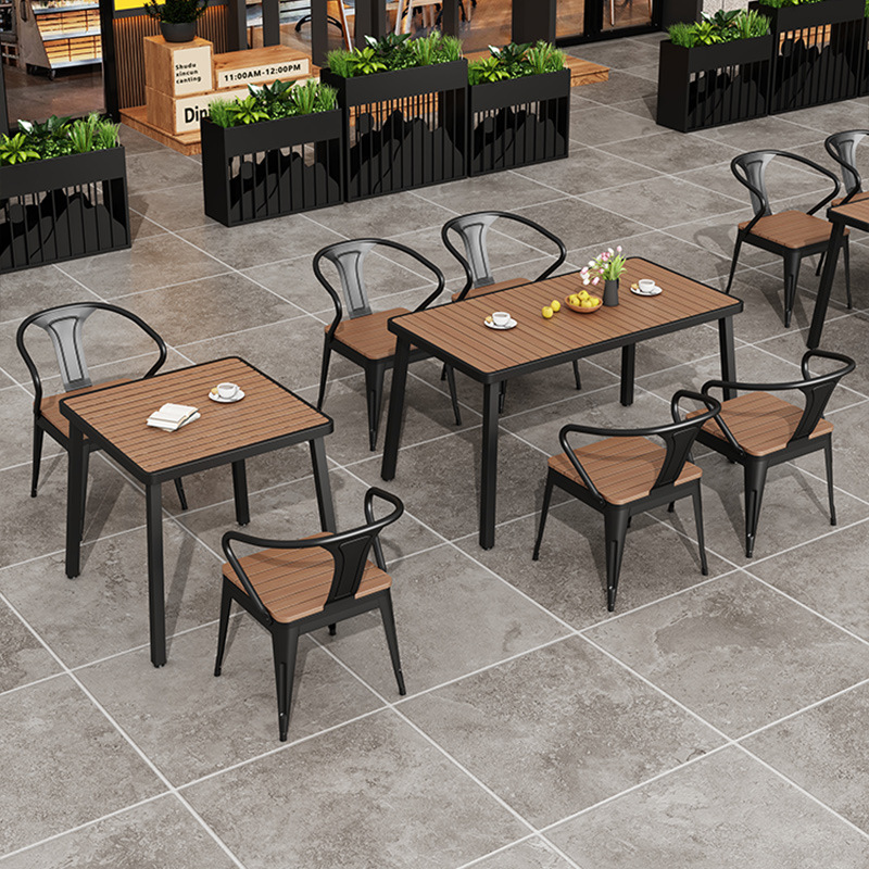 户外桌椅露天外休闲别墅咖啡厅摆塑木防腐庭院组合套装餐桌椅桌椅详情图2