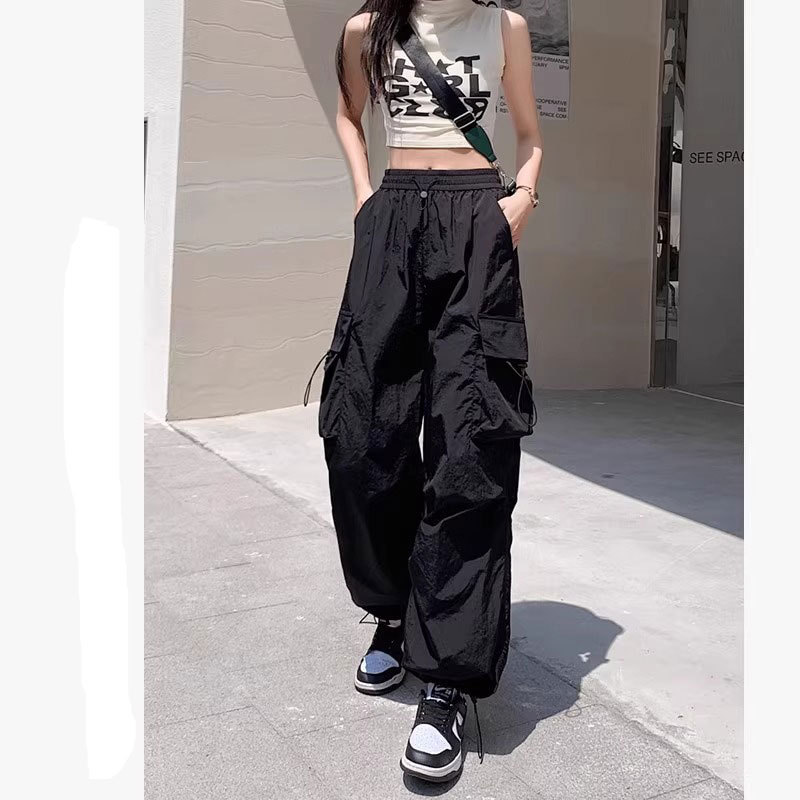 High street workwear pants for women's jazz dance, loose and slimming wide-leg sport pants, versatile and casual straight-leg tapered pants, trendy