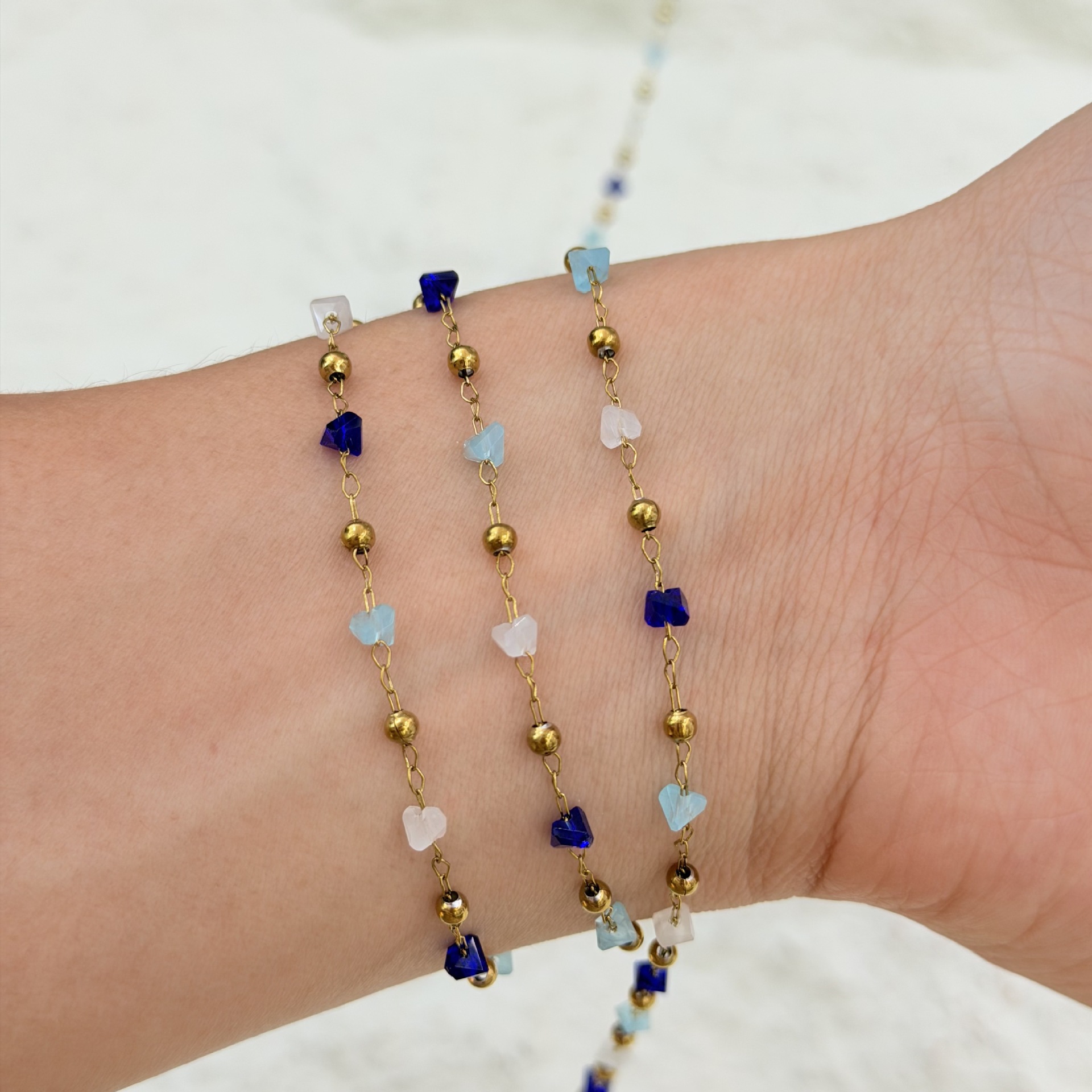 Cross-border love broken gold bead chain, gold-plated chain, diy hair accessory bracelet, necklace, semi-finished chain wholesale Application Scenario