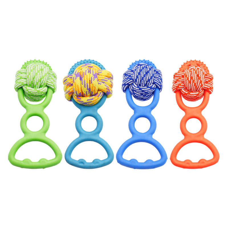 Macaron multi-color pet drawstring knot toy, wear-resistant cotton rope, dog to relieve boredom, teeth grinding, biting pet daily necessities Item Picture